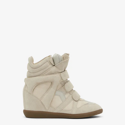 Men's Isabel Marant Bekett Hidden Wedge High Top Beige Sneakers