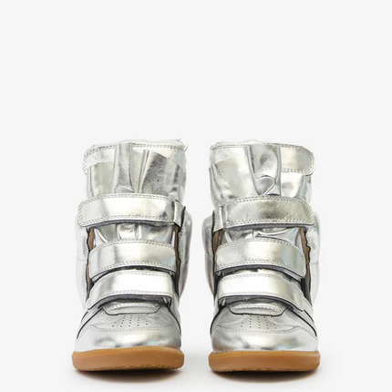 Men's Isabel Marant Bekett Hidden Wedge High Top Gun Metal Sneakers