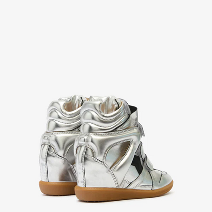 Men's Isabel Marant Bekett Hidden Wedge High Top Gun Metal Sneakers