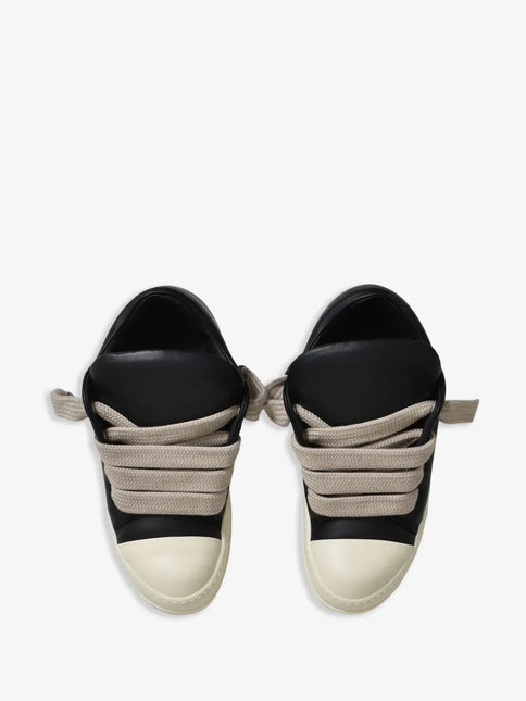 Men's Rick Owens Hollywood Jumbo Laced Low Black Milk Shoes