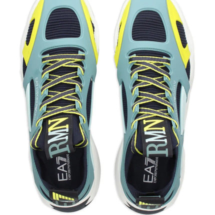 Men's Ea7 Emporio Armani Sneakers With Mesh Panels Teal Sneakers