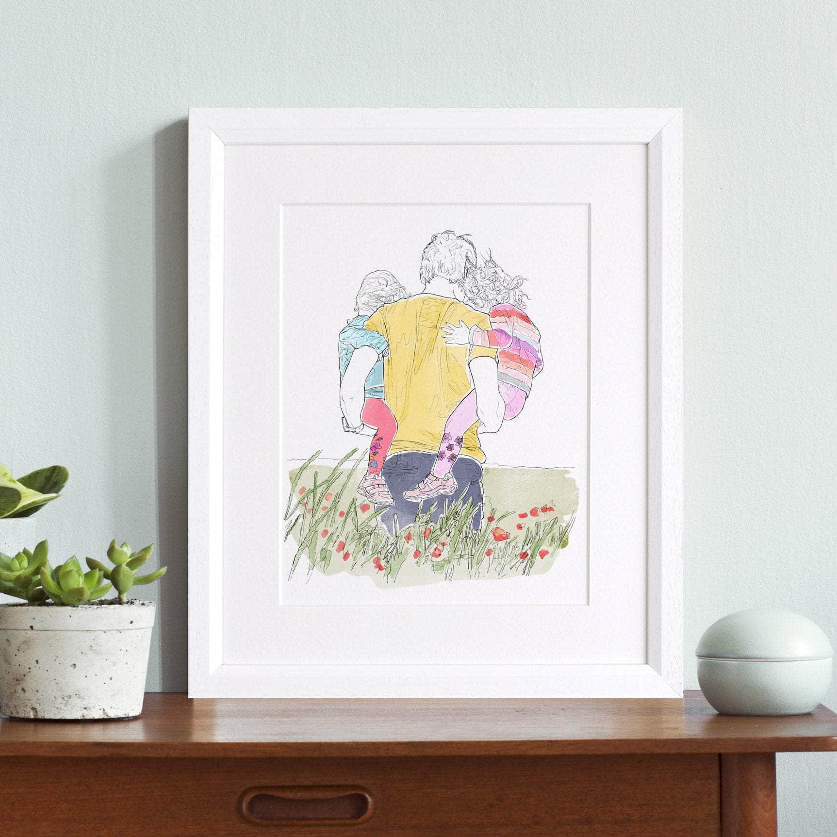 Watercolour Line People Portrait - Custom Portrait Art