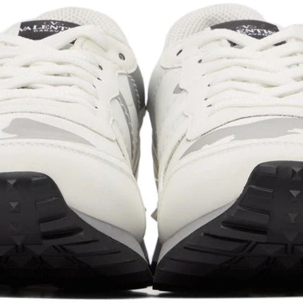 Men's Valentino Camo Rock Runners White & Silver Sneakers