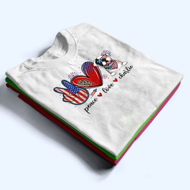 Peace Love Dogs USA Flag Pattern - Personalized 4th Of July Gift