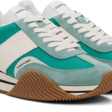 Men's Tom Ford James Mixed Media Low Top Green Sneakers