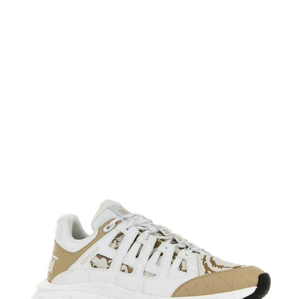 Men's Versace Men's Trigreca Lace Up Barocco Print White Sneakers