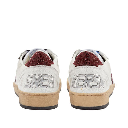 Men's Golden Goose Ball Star Gold Laminated White Bordeaux Sneakers