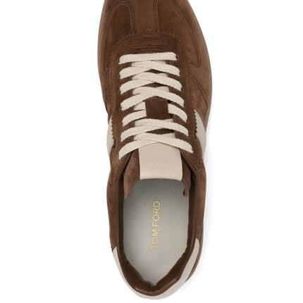 Men's Tom Ford Suede Sneakers With Panels Chocolate Brown