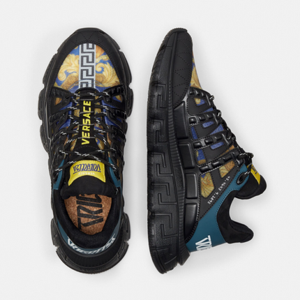 Men's Versace Men's Trigreca Lace Up Barocco Print Medusa Renaissance Print Blue Sneakers