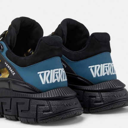 Men's Versace Men's Trigreca Lace Up Barocco Print Medusa Renaissance Print Blue Sneakers