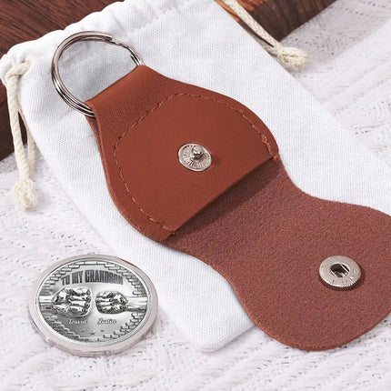 3D Effect To My Son Just Do Your Best - Personalized Leather Pocket Hug