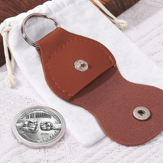 3D Effect To My Son Just Do Your Best - Personalized Leather Pocket Hug
