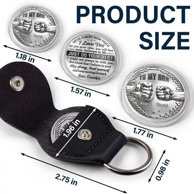 3D Effect To My Son Just Do Your Best - Personalized Leather Pocket Hug