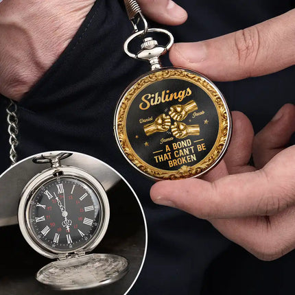 3D Metal Effect Brothers A Bond That Can't Be Broken - Personalized Pocket Watch