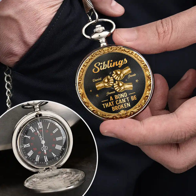 3D Metal Effect Brothers A Bond That Can't Be Broken - Personalized Pocket Watch