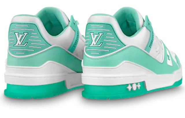Men's Louis Vuitton LV Trainer White and Green Sneakers