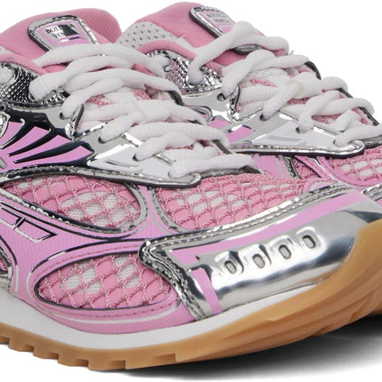 Men’s Bottega Veneta Orbit Flash Suede-Trimmed Veneta Pink Sneakers
