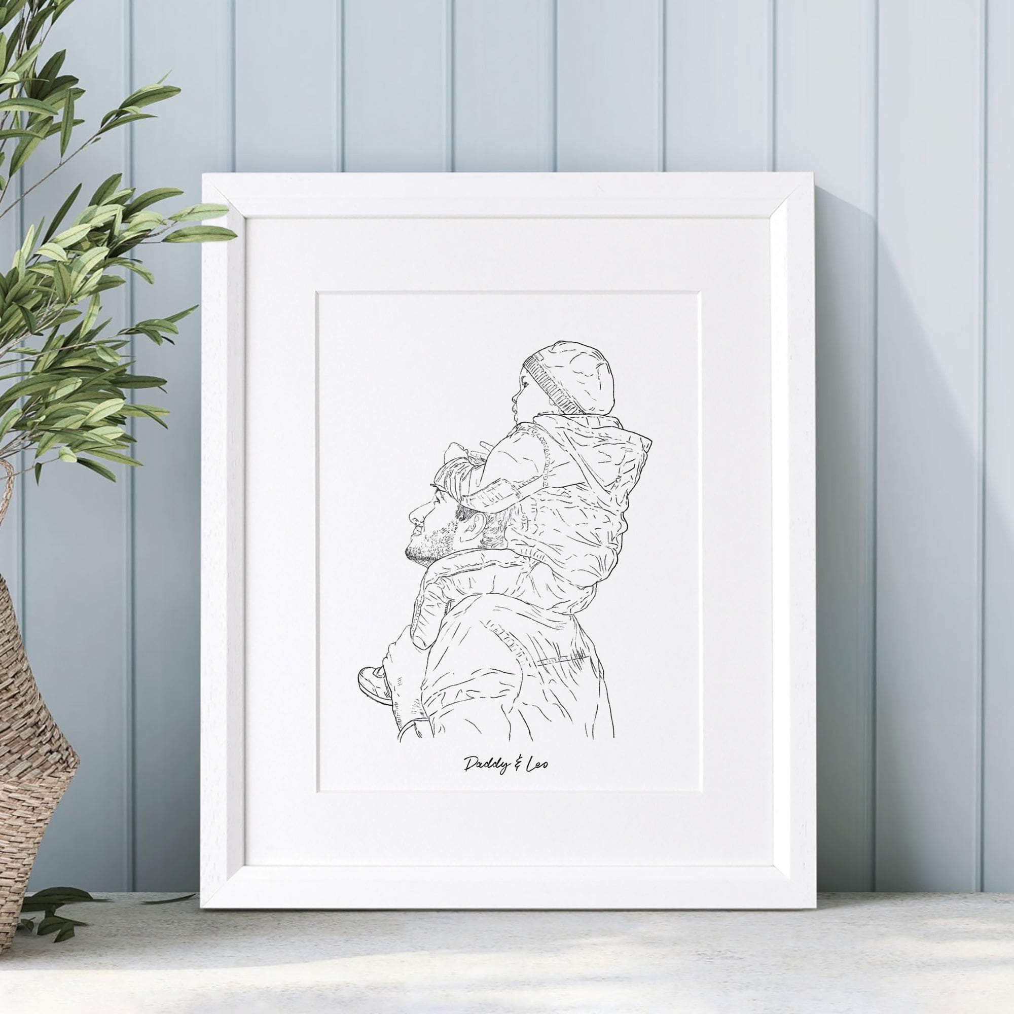 Daddy Line Portrait - Custom Portrait Art