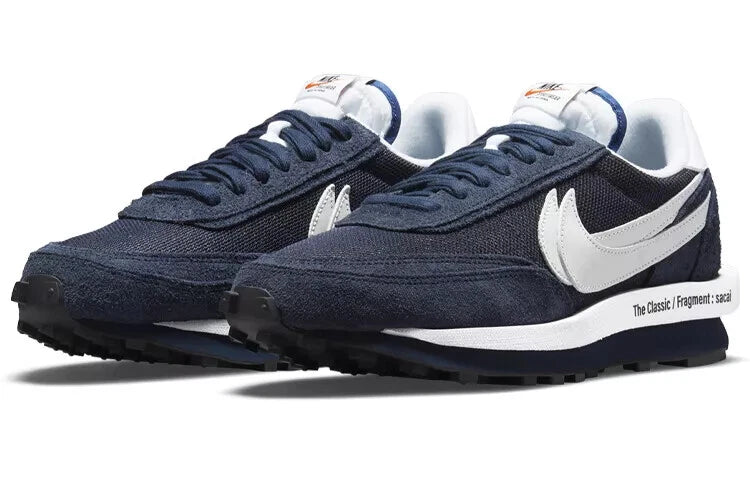 Men's Fragment × sacai × Nike LD Waffle Blackended Blue Shoes