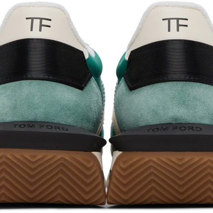 Men's Tom Ford James Mixed Media Low Top Green Sneakers