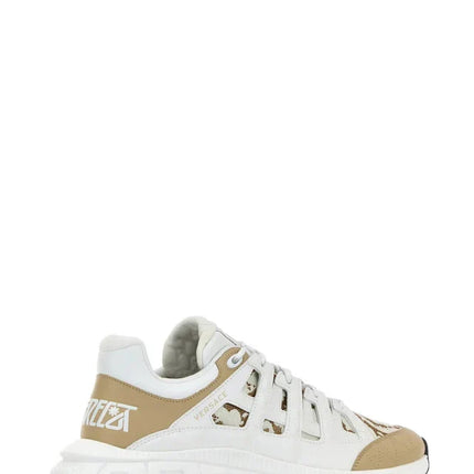 Men's Versace Men's Trigreca Lace Up Barocco Print White Sneakers