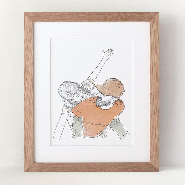 Daddy and Me Line Portrait - Custom Portrait Art