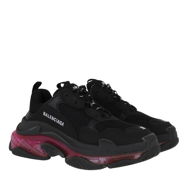 Men's Balenciaga Triple S  Clear Sole Black Pink Neon Sneakers