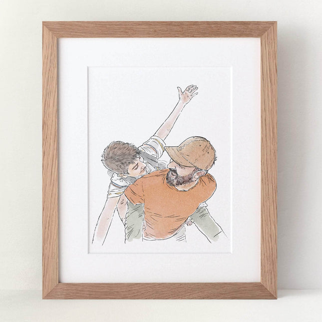 Daddy and Me Line Portrait - Custom Portrait Art