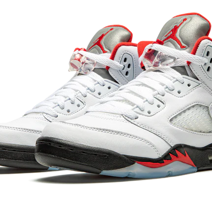 Men's Nike Air Jordan 5 Retro Fire Red Silver Tongue Shoes