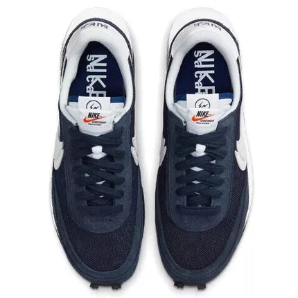 Men's Fragment × sacai × Nike LD Waffle Blackended Blue Shoes