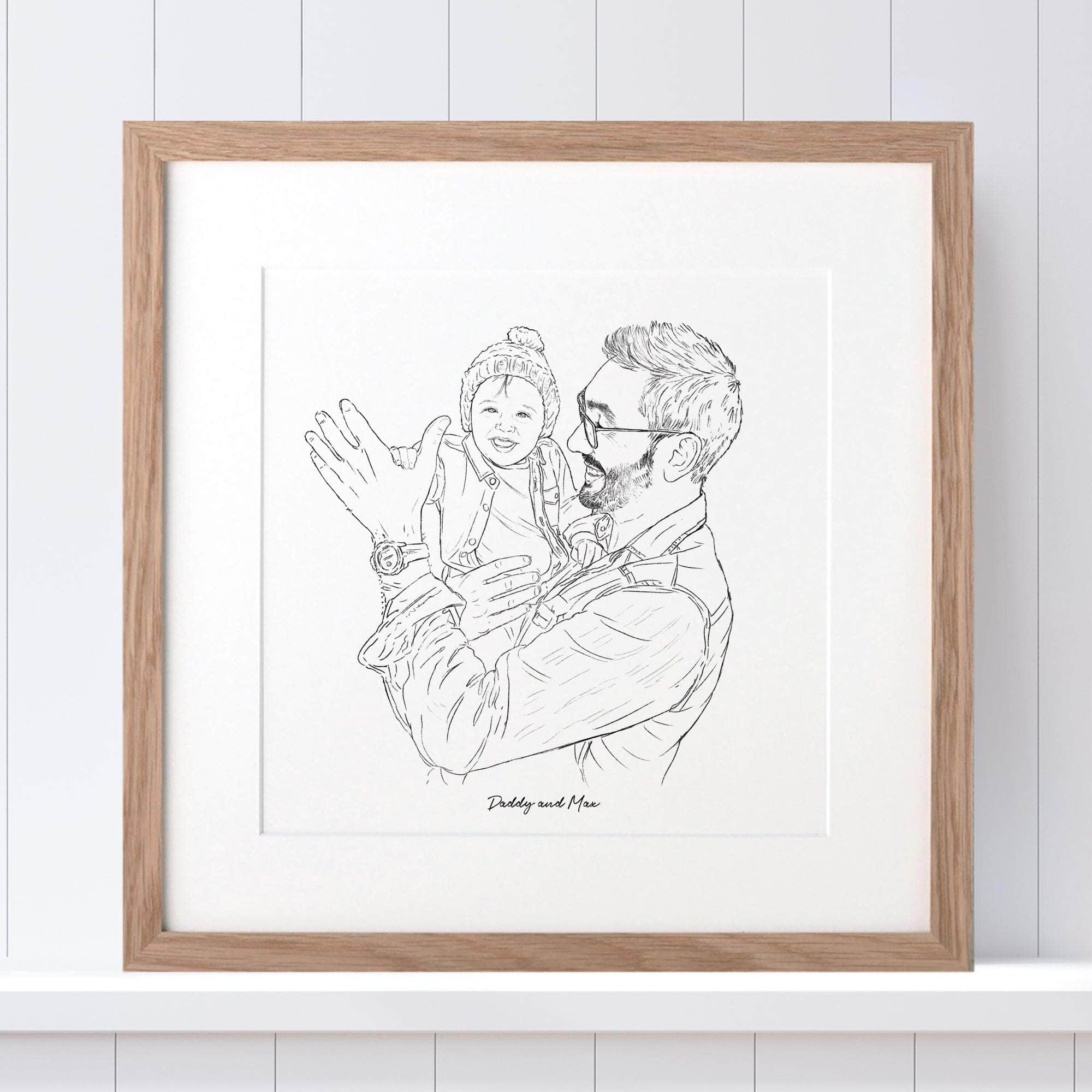 Daddy Line Portrait - Custom Portrait Art
