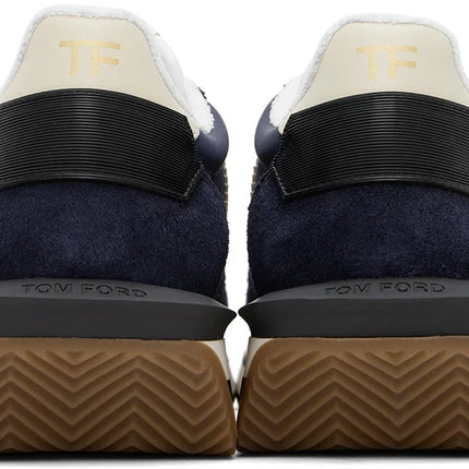 Men's Tom Ford James Mixed Media Low Top Navy Sneakers