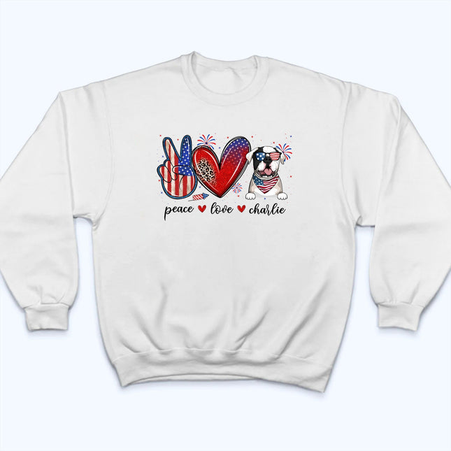Peace Love Dogs USA Flag Pattern - Personalized 4th Of July Gift