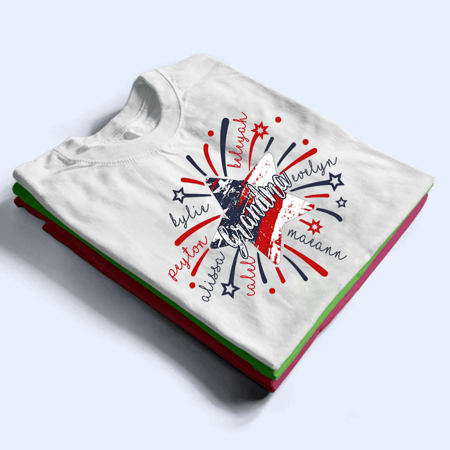 4th of July Firework America Flag - Personalized Custom T Shirt