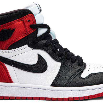 Men's Nike Air Jordan 1 High Satin Black Toe Shoes