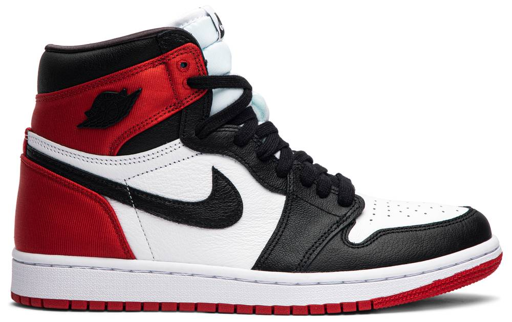 Men's Nike Air Jordan 1 High Satin Black Toe Shoes
