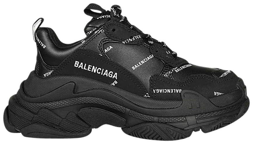 Men's Balenciaga Triple S  Black Logo Sneakers