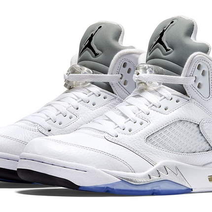 Men's Nike Air Jordan 5 Retro White Metallic Shoes