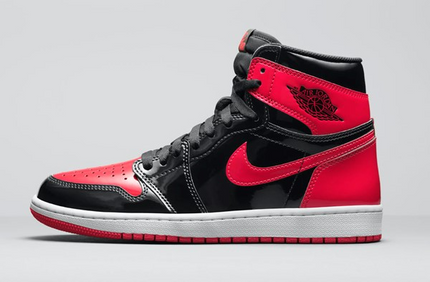 Men's Nike Air Jordan 1 High OG Bred Patent Shoes
