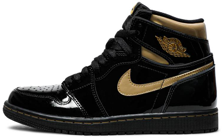 Men's Nike Air Jordan 1 High OG Black Metallic Gold Shoes