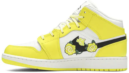 Men's Nike Air Jordan 1  Mid Dynamic Yellow Floral Shoes