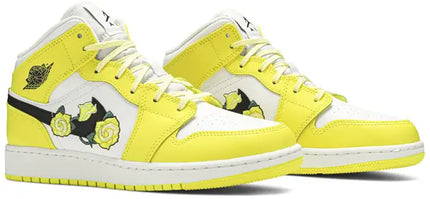 Men's Nike Air Jordan 1  Mid Dynamic Yellow Floral Shoes