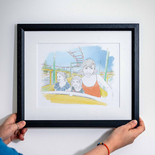 Watercolour Line People Portrait - Custom Portrait Art