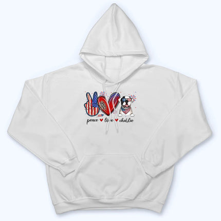 Peace Love Dogs USA Flag Pattern - Personalized 4th Of July Gift