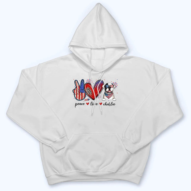 Peace Love Dogs USA Flag Pattern - Personalized 4th Of July Gift