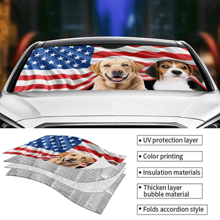 Custom Auto Windshield Sunshade, Car Window Protector - Personalized Photo Gift, Independence Day