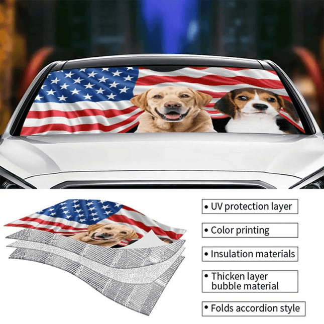 Custom Auto Windshield Sunshade, Car Window Protector - Personalized Photo Gift, Independence Day