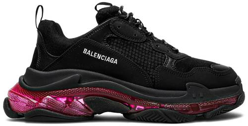Men's Balenciaga Triple S  Clear Sole Black Pink Neon Sneakers