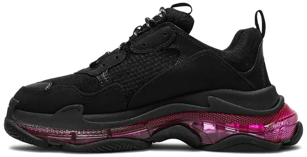 Men's Balenciaga Triple S  Clear Sole Black Pink Neon Sneakers