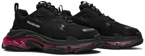 Men's Balenciaga Triple S  Clear Sole Black Pink Neon Sneakers